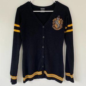 Harry Potter Womens Hufflepuff House Open Front Cardigan Knit Sweater Size Small